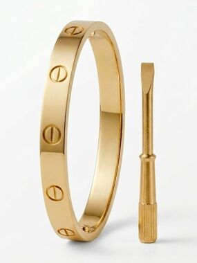 18K Gold Plated Screw Love Motif Bangle Bracelet with Screwdriver